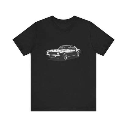 Classic Muscle Car Graphic Tee Dark Theme – Retro Camaro Vector Design for Auto Enthusiasts