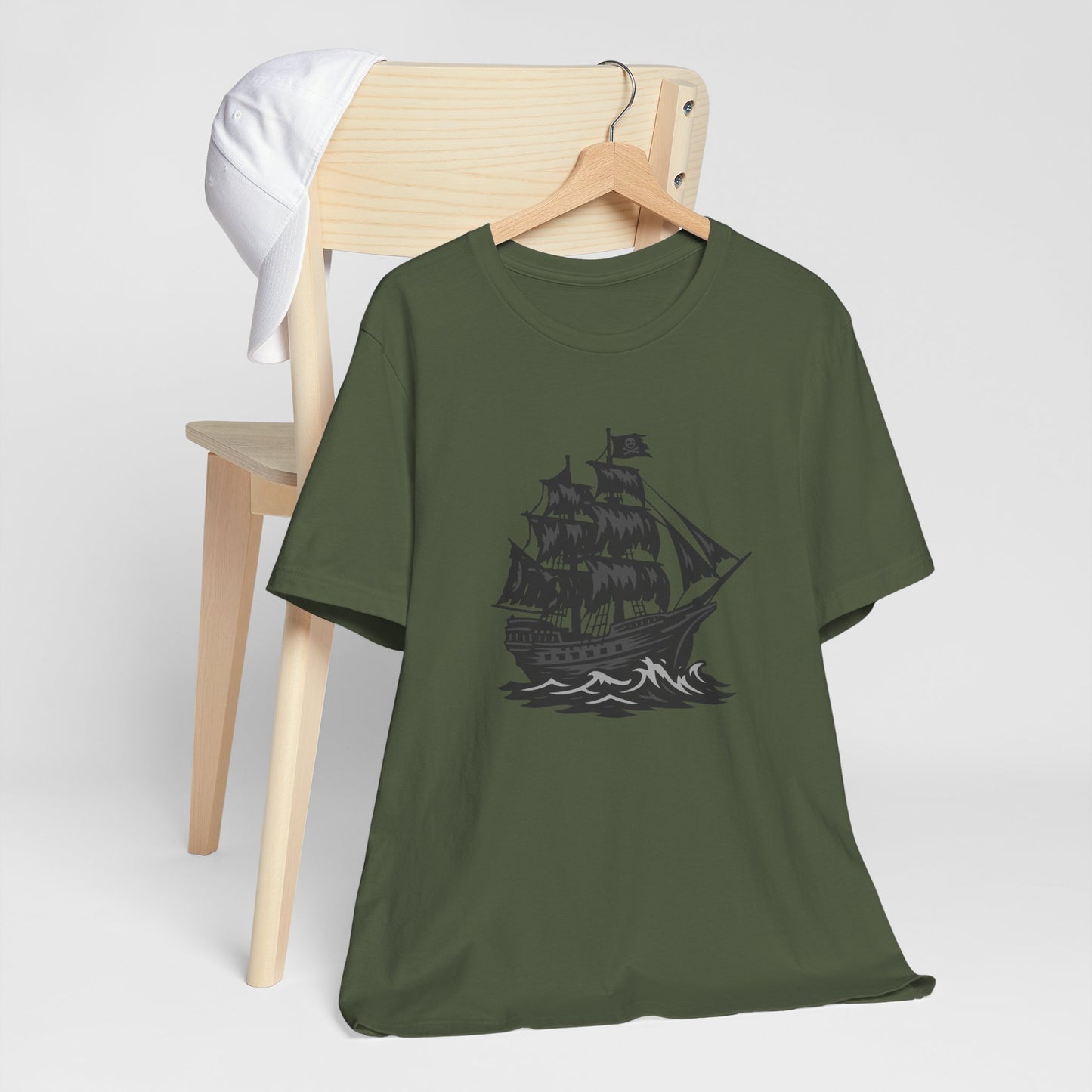 Pirate Ship Graphic Tee Dark Theme – Bold Vector Design with Ghostly Ocean Vibes