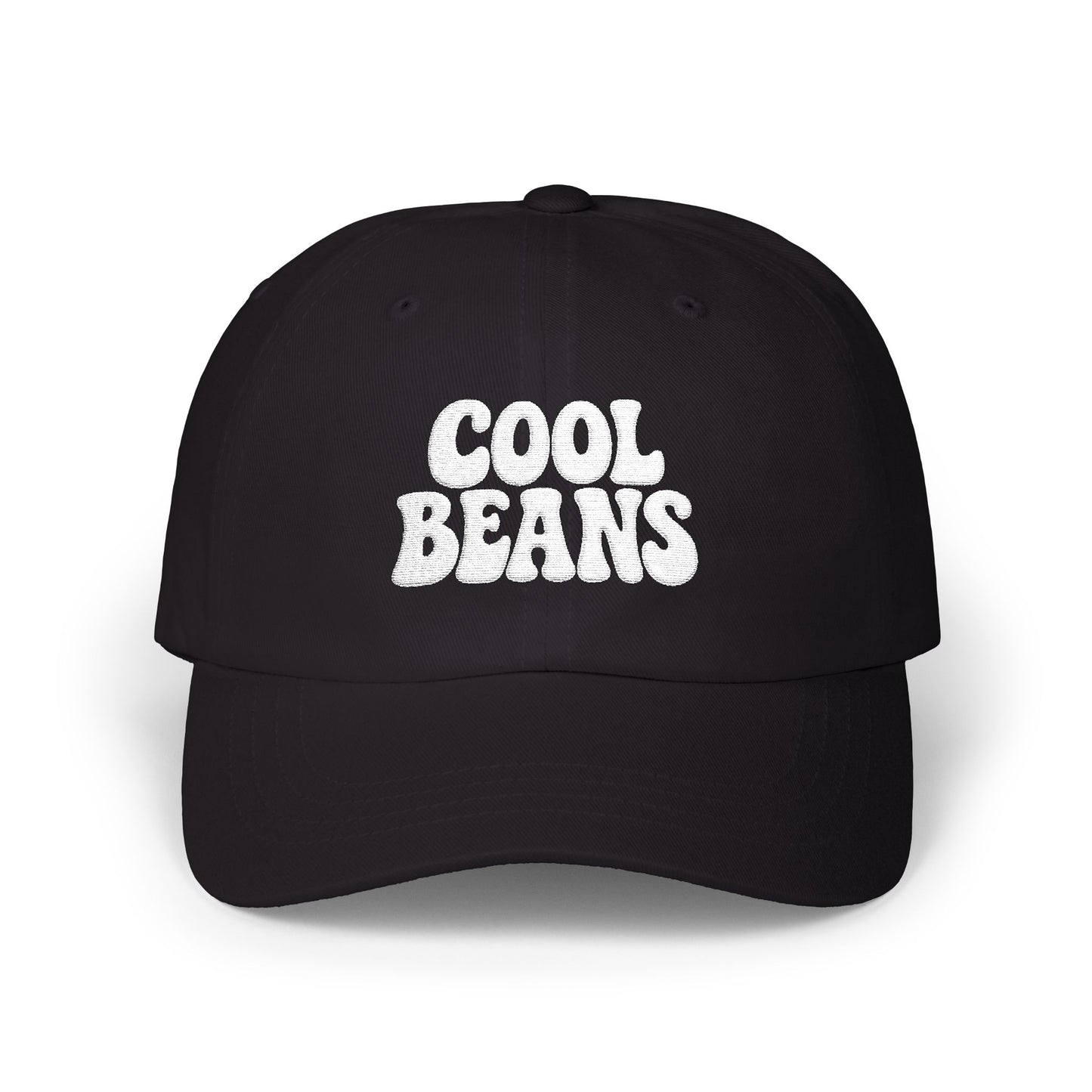 Cool Beans Classic Dad Hat – Embroidered Minimalist Text Hat for Chill Vibes and Quiet Comedy Fans. White Letters