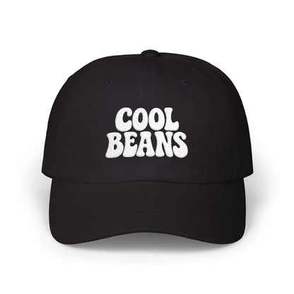 Cool Beans Classic Dad Hat – Embroidered Minimalist Text Hat for Chill Vibes and Quiet Comedy Fans. White Letters