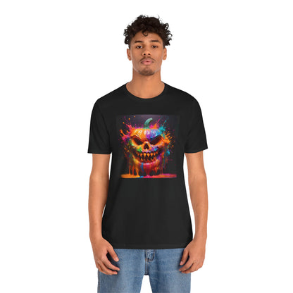 Neon Splatter Pumpkin Halloween Shirt – Vibrant Dripping Jack-o’-Lantern Graphic Tee for Bold Spooky Style