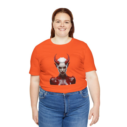 Fierce Devil Woman Halloween Shirt – Seductive Demon Graphic Tee for Bold Halloween Style