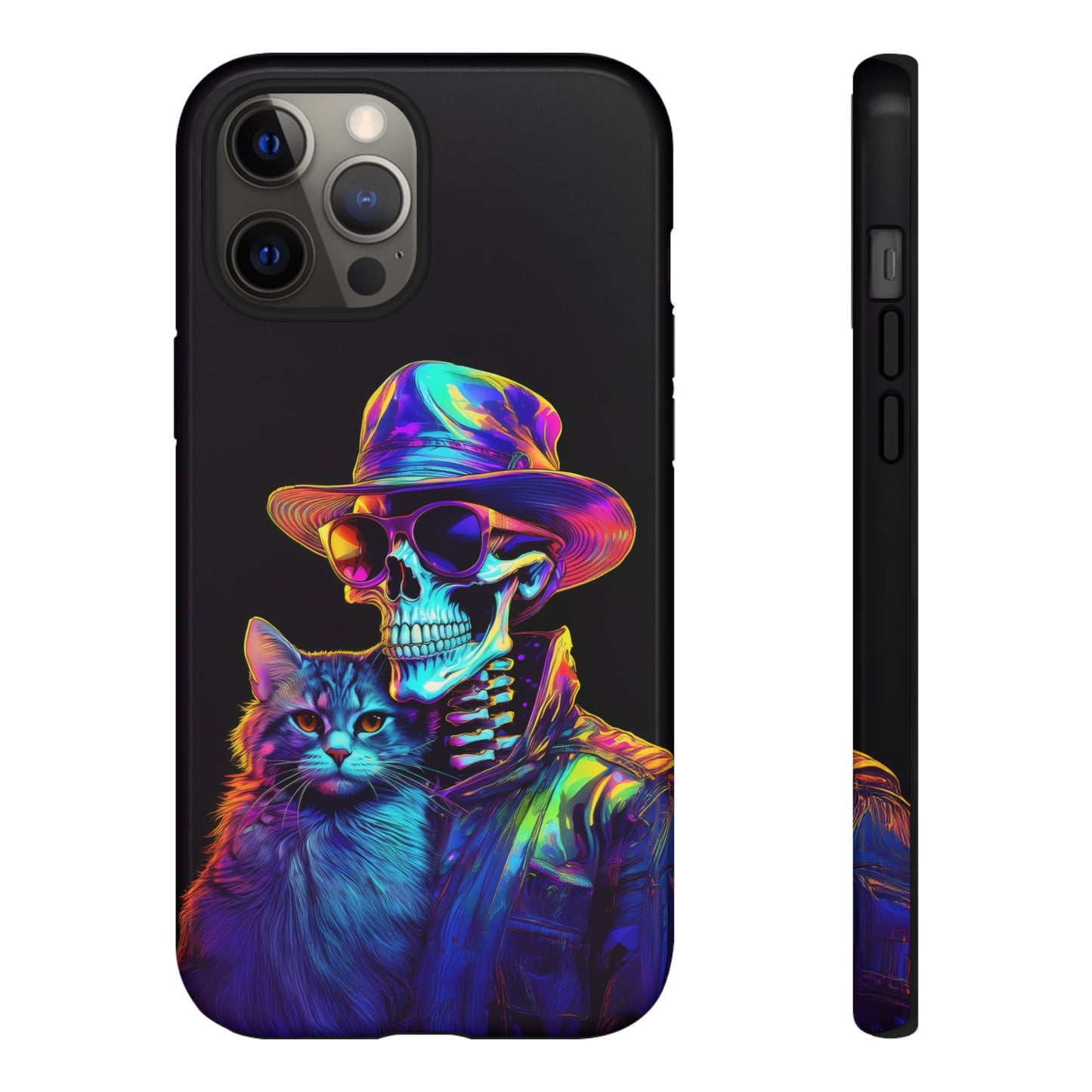 Skeleton holding a Cat Cell Phone Case 002