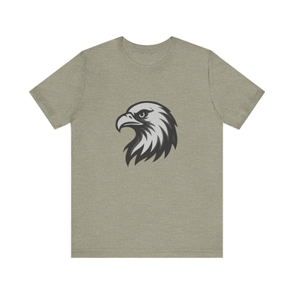 Eagle Head Graphic T-Shirt – Bold Dark Theme Grayscale Bird of Prey Design on Black Tee with Fierce Detail and Modern Ghost Effect. Unisex Jersey Short Sleeve Tee
