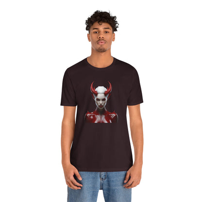 Fierce Devil Woman Halloween Shirt – Seductive Demon Graphic Tee for Bold Halloween Style