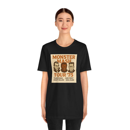 Monster Mash Tour '75 Halloween Shirt – Vintage Horror Band Tee Featuring Dracula, Wolfman, Frankenstein