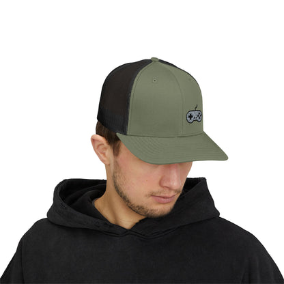 Retro Game Controller Trucker Hat – Embroidered Gamer Hat for Vintage Video Game Lovers and 90s Nostalgia