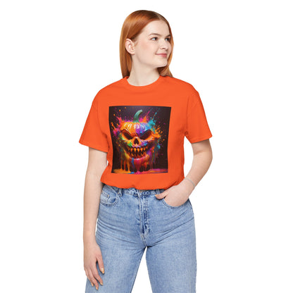 Neon Splatter Pumpkin Halloween Shirt – Vibrant Dripping Jack-o’-Lantern Graphic Tee for Bold Spooky Style