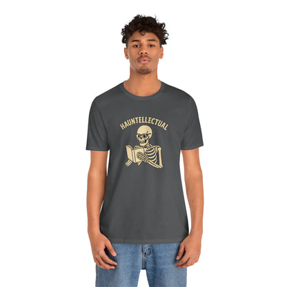 Hauntellectual Halloween Shirt – Funny Skeleton Reading Book Tee for Spooky Smart People