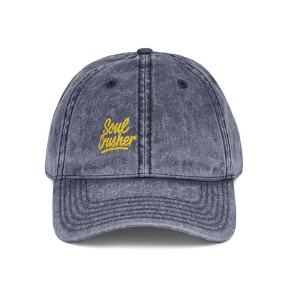Soul Crusher Vintage Hat – Clean Script Hat with Bold Edge for Heartbreakers, Villains, and Power Moves