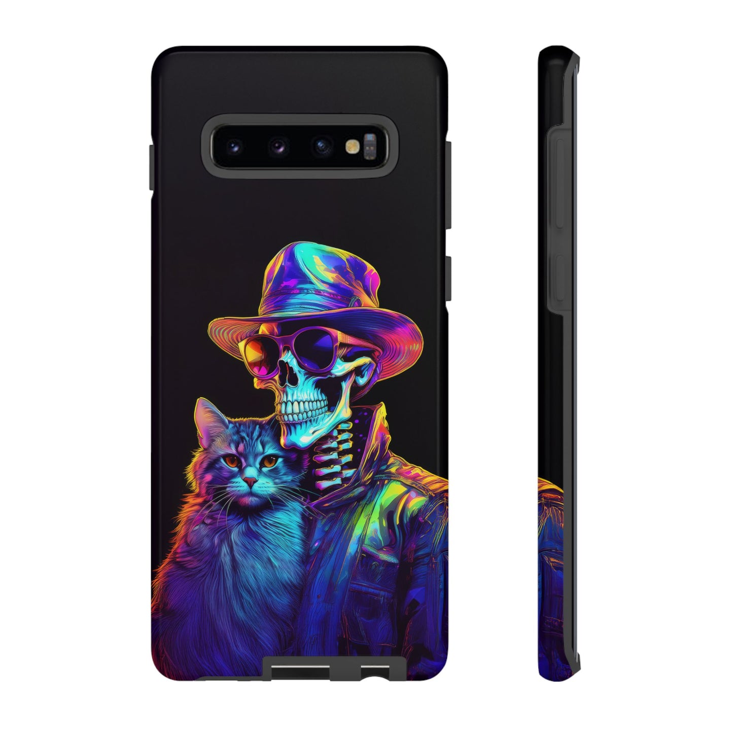 Skeleton holding a Cat Cell Phone Case 002