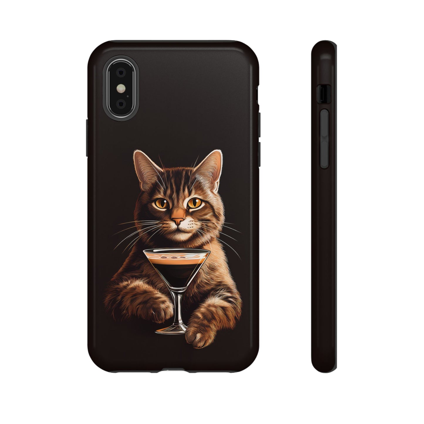 Sophisticated Cat with Espresso Martini Cell Phone Case 001