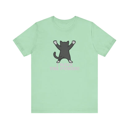 I Have the Power Cat Shirt – Hilarious Victory Pose in Dark Theme Feline Graphic Style. Unisex Jersey Short Sleeve Tee
