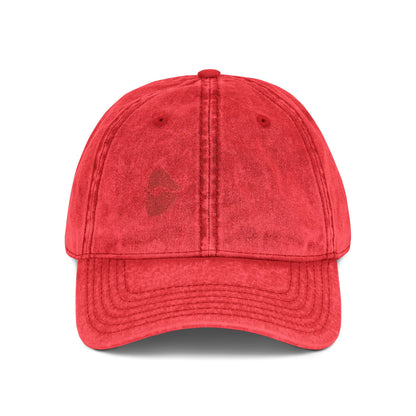 Red Lips Vintage Hat – Bold Embroidered Kiss Hat for Flirty, Fun Style