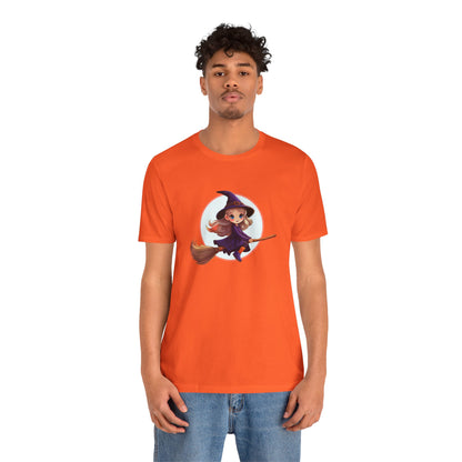 Cute Witch on a Broom Halloween Shirt – Adorable Flying Witch Graphic Tee for Kids and Magic Lovers