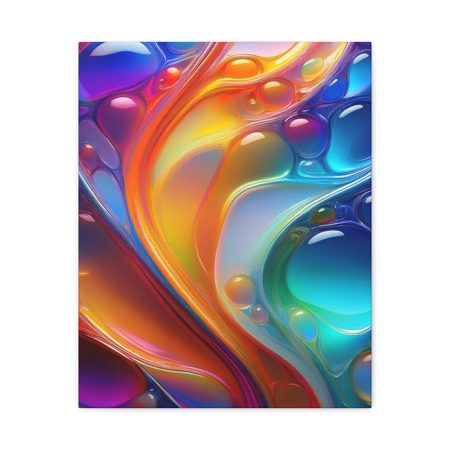 Flowing Glass Abstract Art Canvas Print - Colorful Fluid Design, Stretched Wall Decor