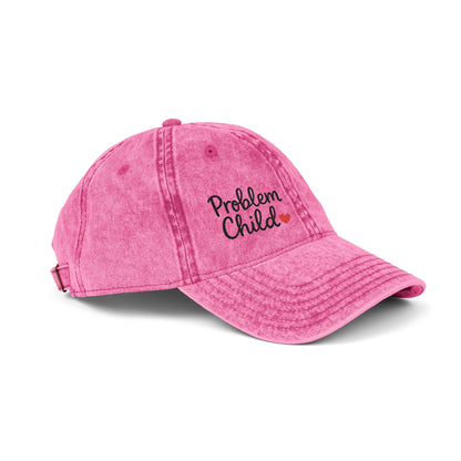 Problem Child Vintage Hat – Bold Script Hat with Red Heart for the Unruly and Unapologetic