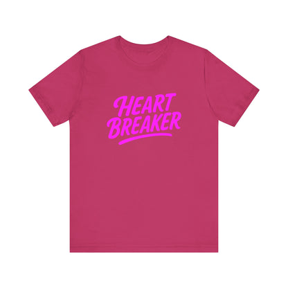 Colorful Design Heartbreaker Shirt – Neon Pink Retro Script Tee for Bold Women with Savage Energy. Unisex Jersey Short Sleeve Tee