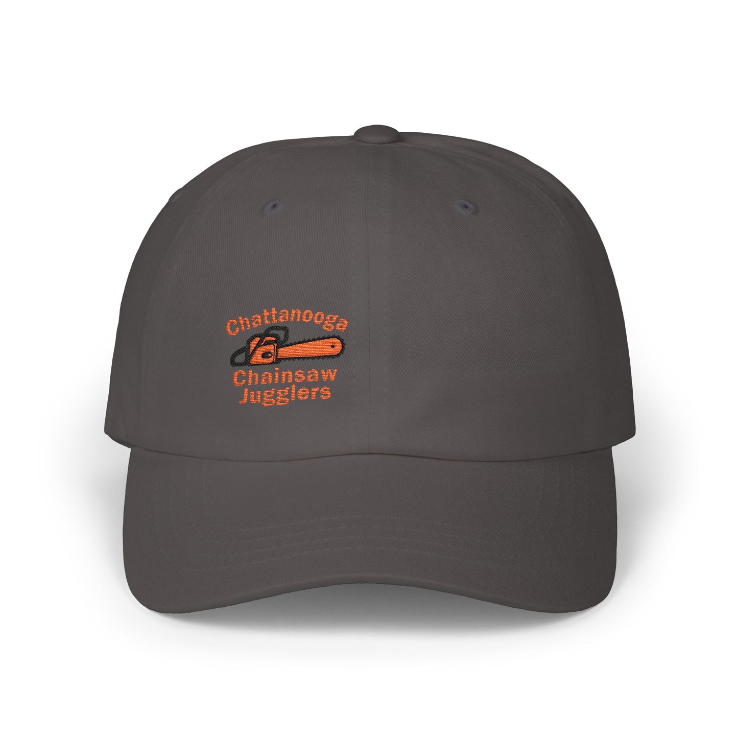 Chattanooga Chainsaw Jugglers Classic Dad Hat – Embroidered Hat with Retro Circus Chaos and Dangercore Energy