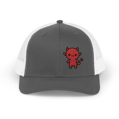 Lil Devil Trucker Hat – Embroidered Cute Mischief Hat with Kawaii Devil
