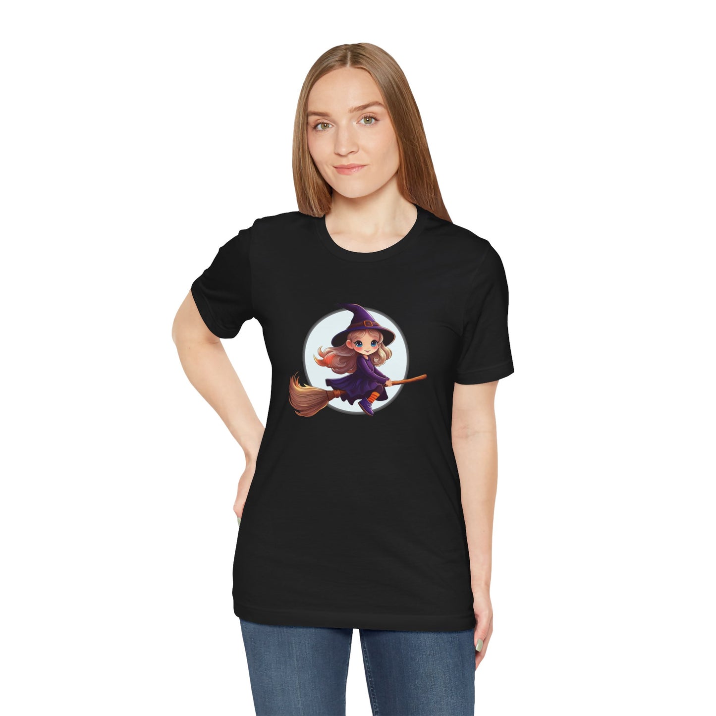 Cute Witch on a Broom Halloween Shirt – Adorable Flying Witch Graphic Tee for Kids and Magic Lovers