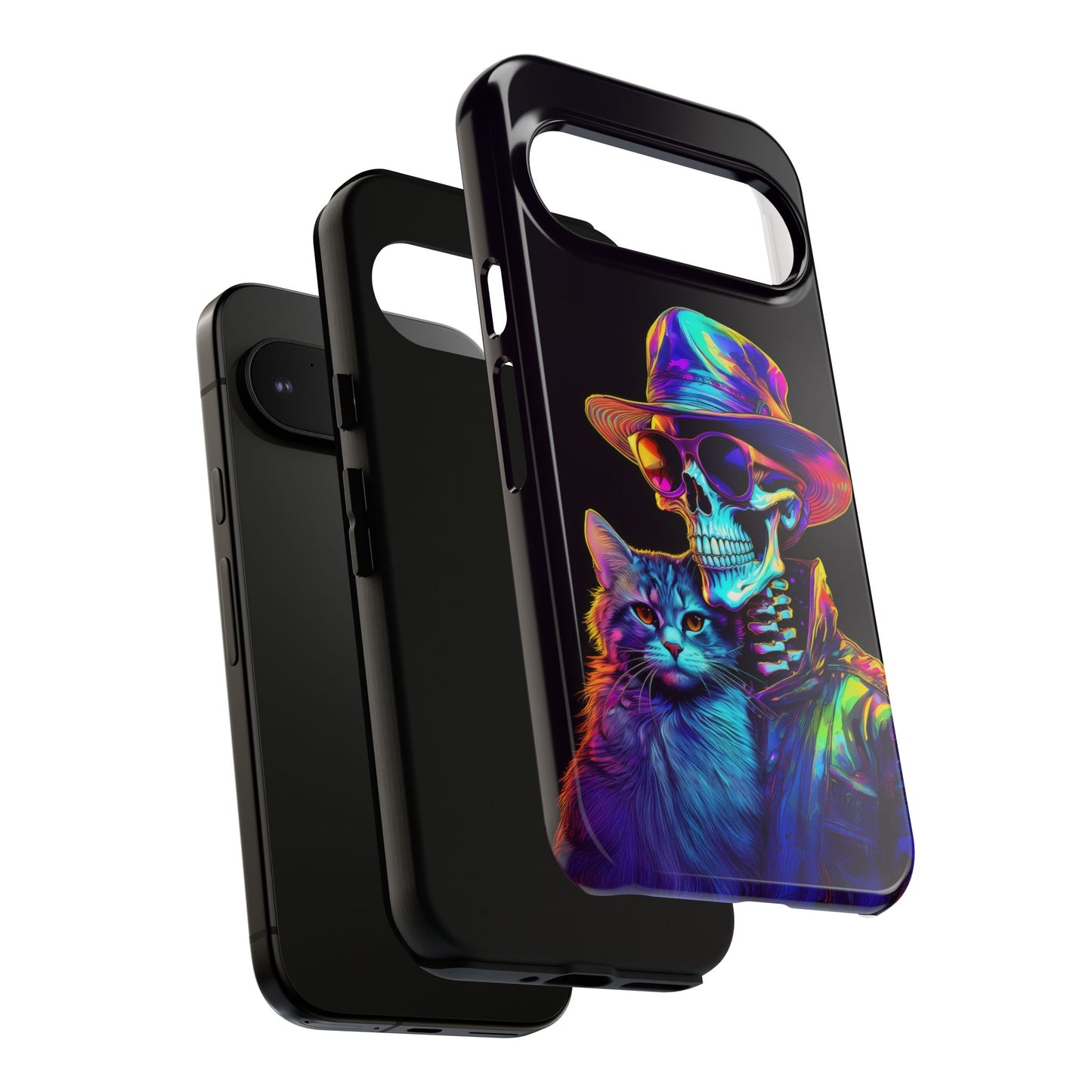 Skeleton holding a Cat Cell Phone Case 002