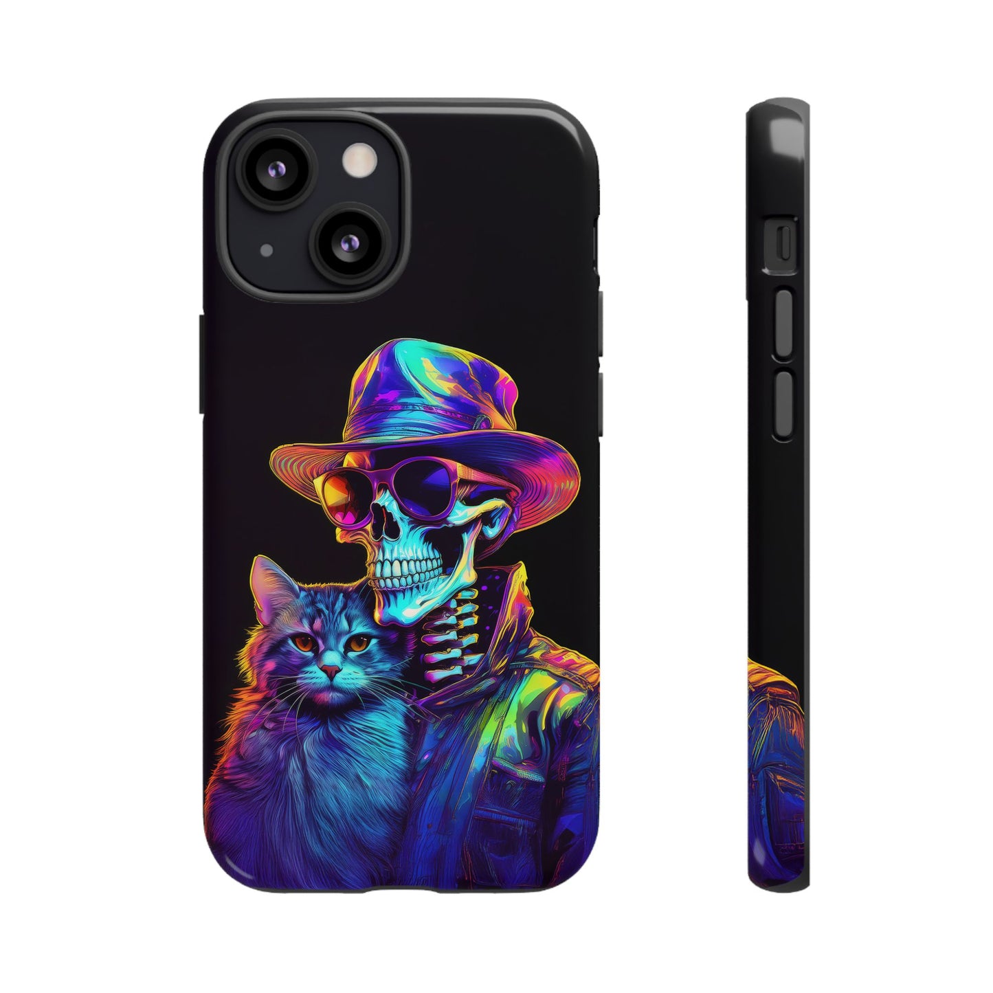 Skeleton holding a Cat Cell Phone Case 002