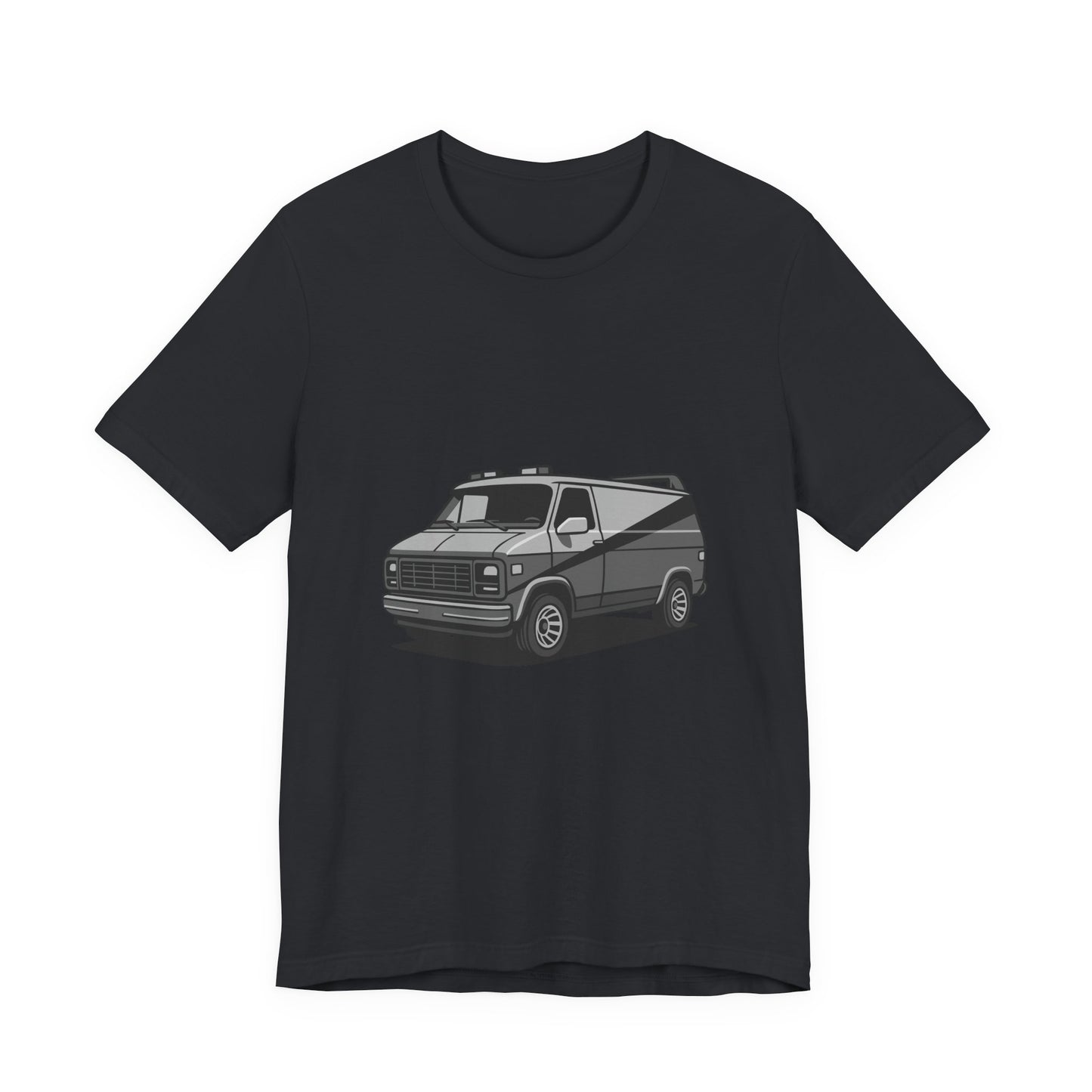 Retro Van Graphic Tee Dark Theme – 80s Vector Design with Classic Adventure Vibes