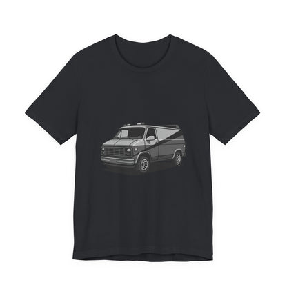 Retro Van Graphic Tee Dark Theme – 80s Vector Design with Classic Adventure Vibes
