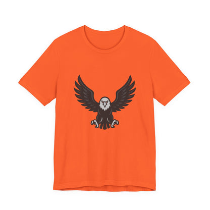 Eagle Wings Graphic T-Shirt – Dark Theme Grayscale Soaring Predator Design on Black Tee with Intensity and Modern Ghost Effect. Unisex Jersey Short Sleeve Tee