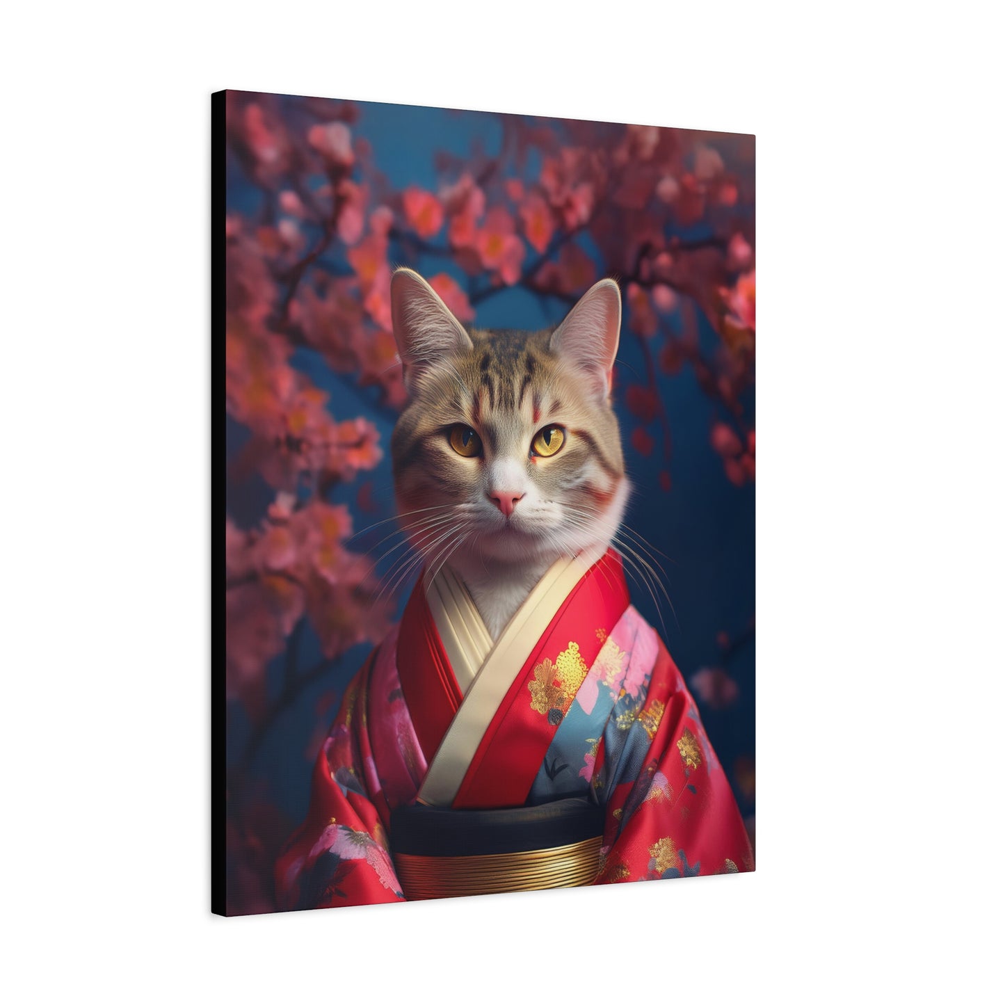 Cat Geisha Canvas Art | Stretched Matte Wall Decor 002