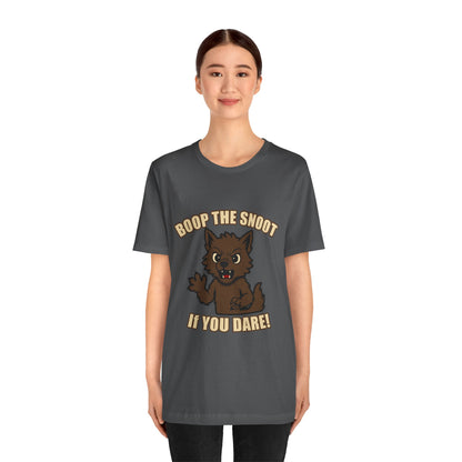 Boop the Snoot If You Dare Halloween Shirt – Funny Werewolf Halloween Graphic Unisex Jersey Short Sleeve Tee for Dog Lovers.
