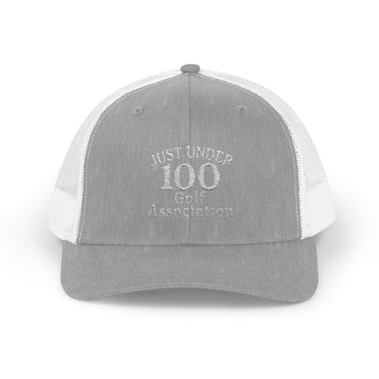 Just Under 100 Golf Trucker Hat – Embroidered Funny Golf Hat for Weekend Golfers and Casual Fairway Vibes. White Letters