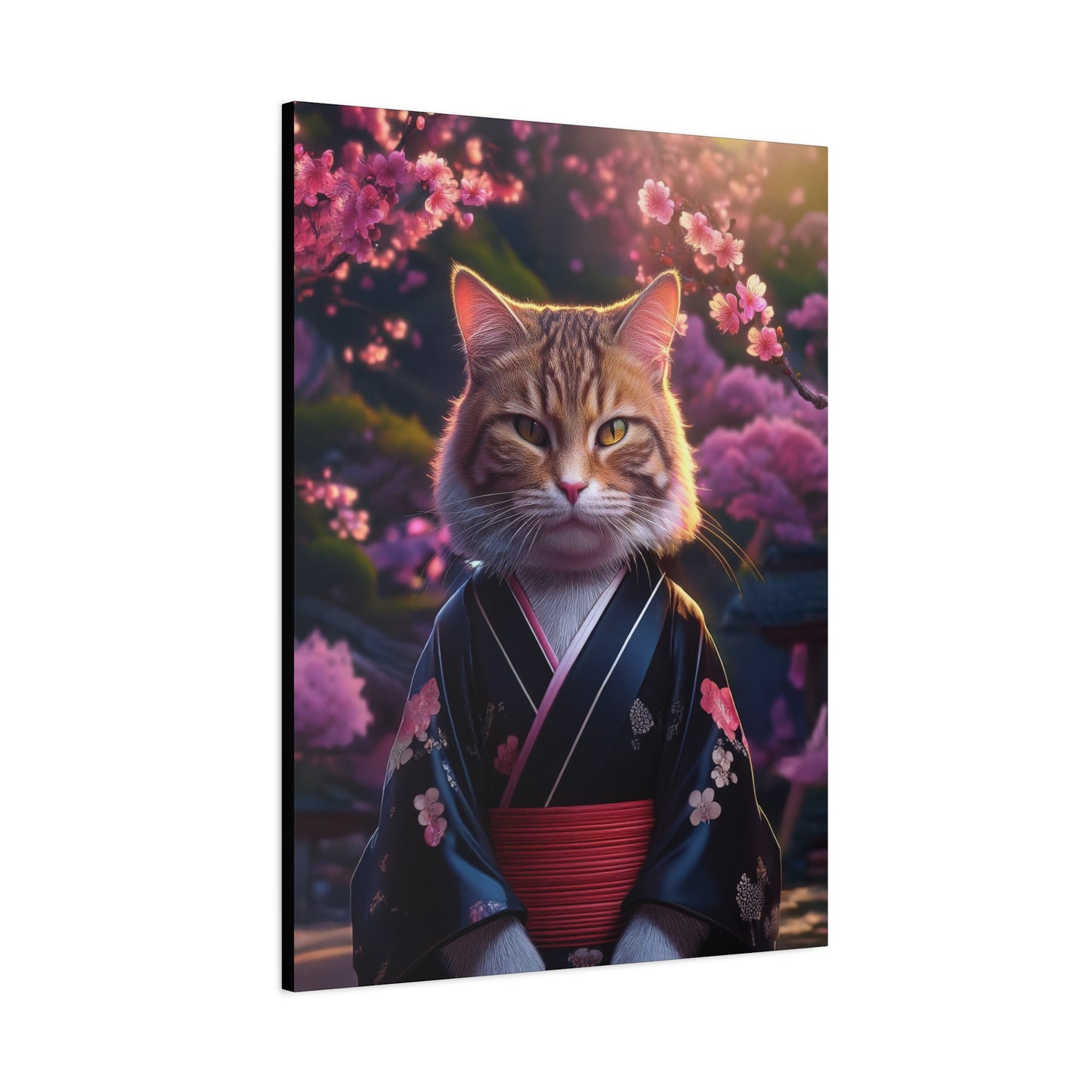 Cat Geisha Canvas Art | Stretched Matte Wall Decor 001