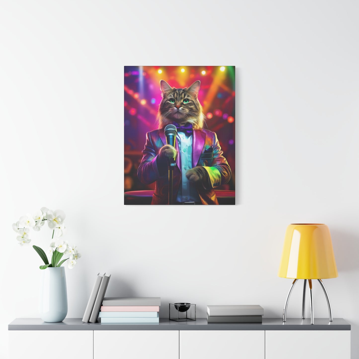 Purr-fectly Cool Lounge Cat Canvas Art | Stretched Matte Wall Decor 005