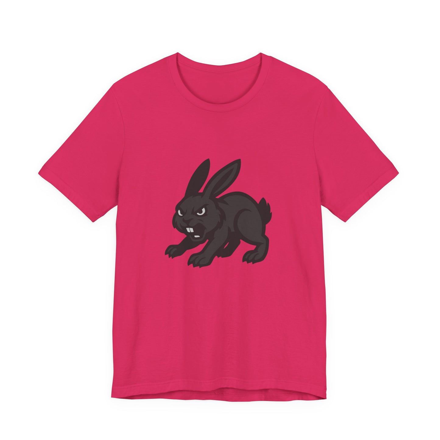 Angry Bunny Graphic T-Shirt – Fierce Black Rabbit Dark Theme Design on Dark Tee for Streetwear, Gym Style, or Bold Animal Aesthetic. Unisex Jersey Short Sleeve Tee