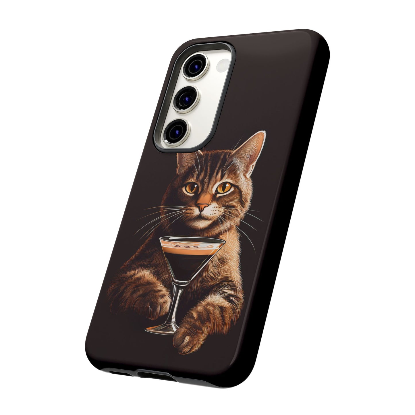 Sophisticated Cat with Espresso Martini Cell Phone Case 001