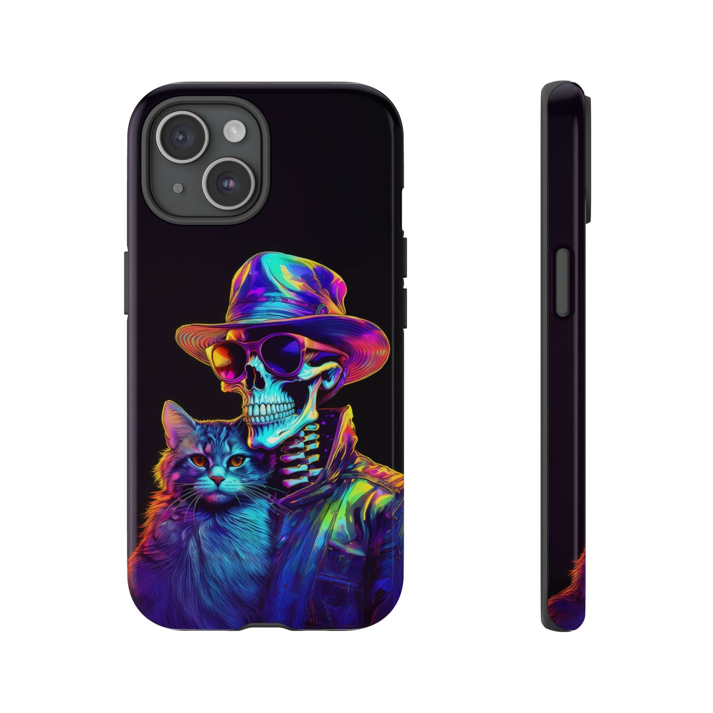 Skeleton holding a Cat Cell Phone Case 002