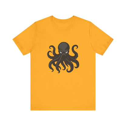 Dark Theme Octopus Graphic T-Shirt – Fierce Grayscale Tentacle Design on Black Tee with Bold Energy and Modern Ghost Effect. Unisex Jersey Short Sleeve Tee