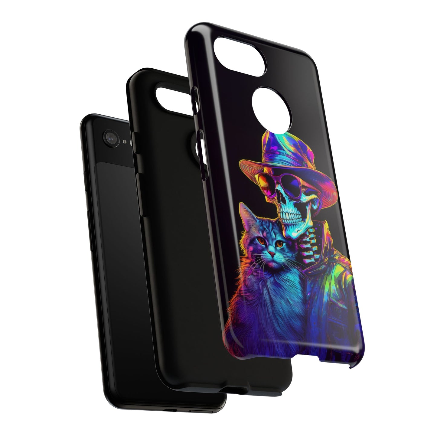 Skeleton holding a Cat Cell Phone Case 002