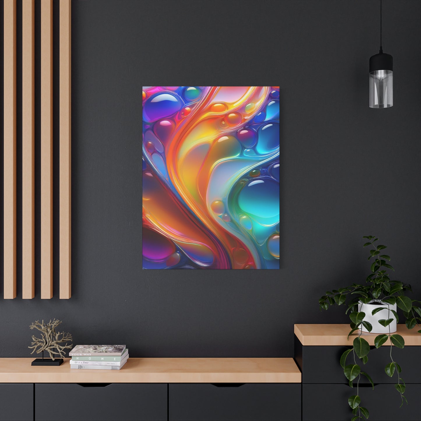 Flowing Glass Abstract Art Canvas Print - Colorful Fluid Design, Stretched Wall Decor