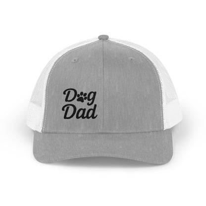 Dog Dad Trucker Hat – Embroidered Minimalist Dog Face Hat for Proud Pet Dads and Canine Companions. Black Letters