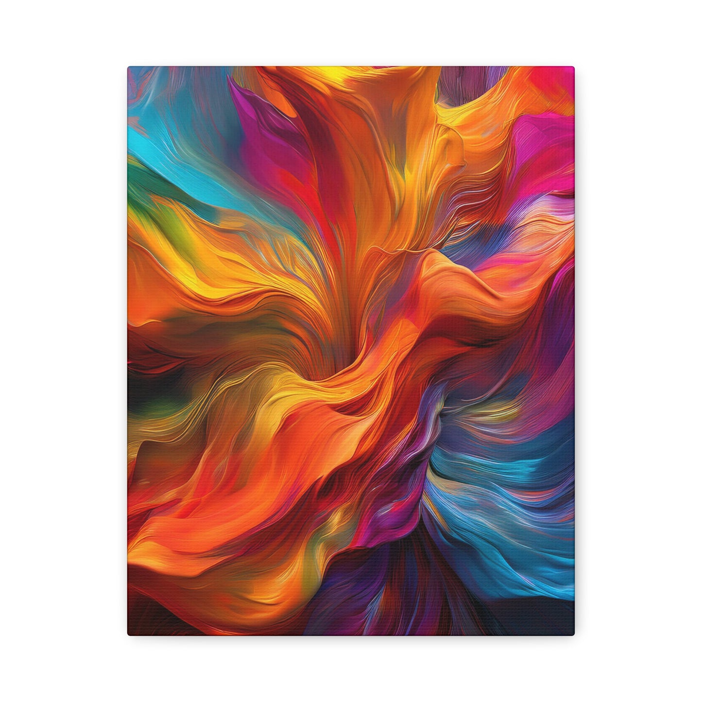 Rainbow Waves Vibrant Abstract Canvas Art - Colorful Stretched Wall Decor