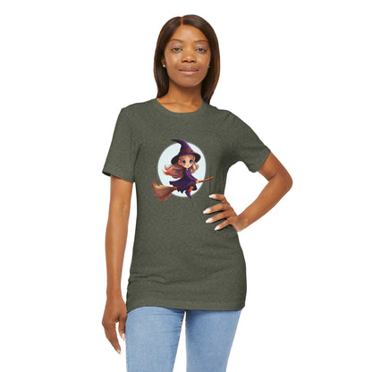Cute Witch on a Broom Halloween Shirt – Adorable Flying Witch Graphic Tee for Kids and Magic Lovers