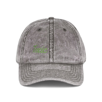 Toxic Vintage Hat – Embroidered Green Script Hat for Ironic Vibes and Bold Personality
