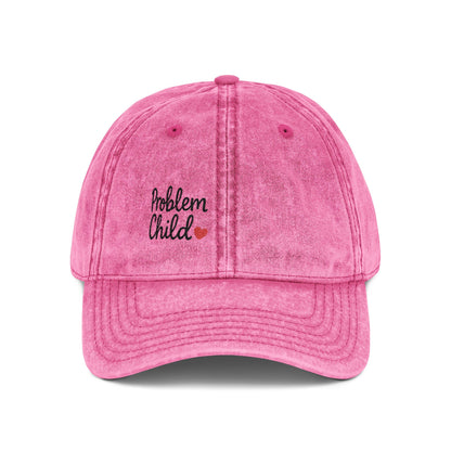 Problem Child Vintage Hat – Bold Script Hat with Red Heart for the Unruly and Unapologetic