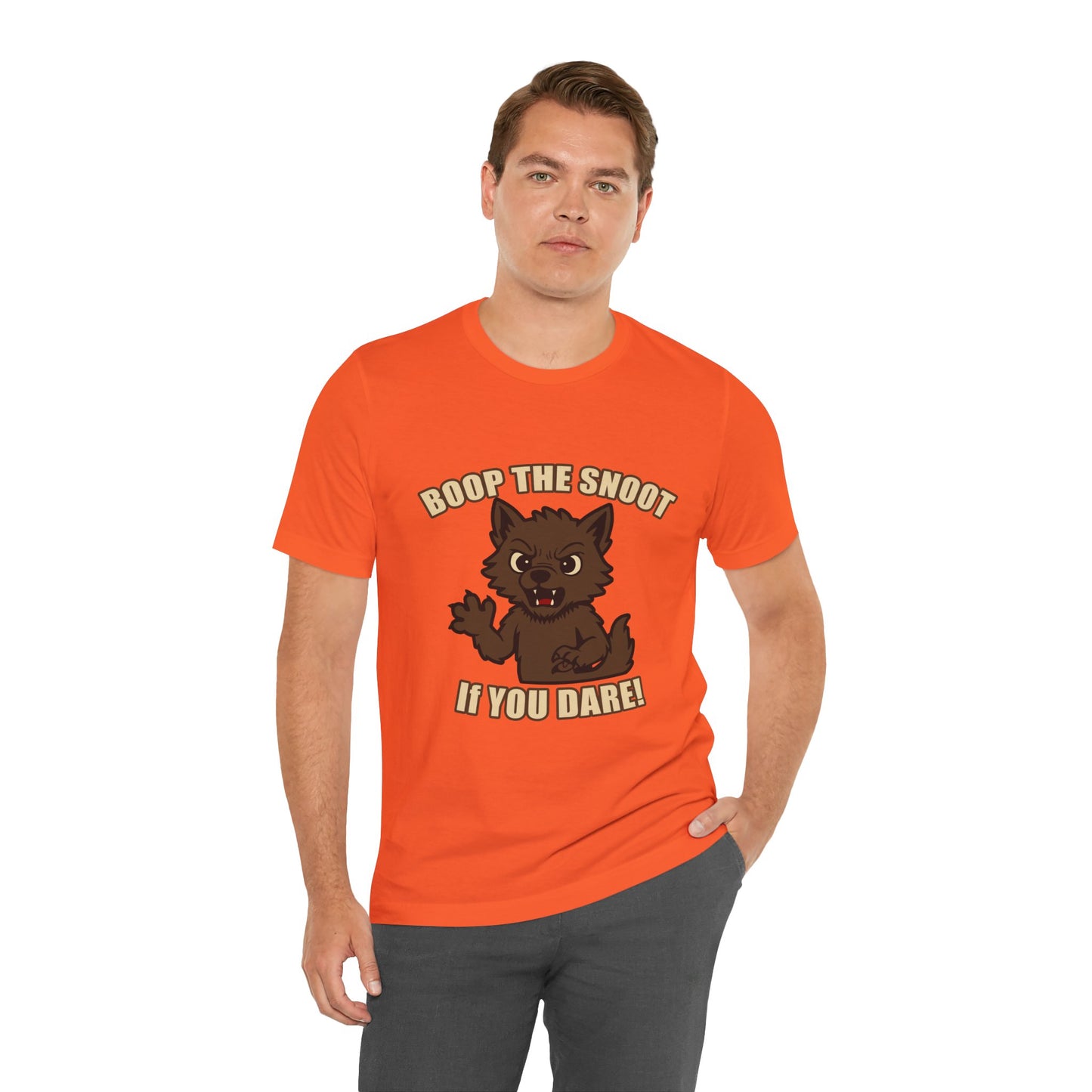 Boop the Snoot If You Dare Halloween Shirt – Funny Werewolf Halloween Graphic Unisex Jersey Short Sleeve Tee for Dog Lovers.