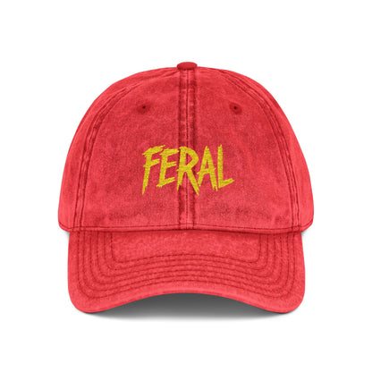 FERAL Vintage Hat – Bold Statement Hat with Wild Energy Font for Rebels, Misfits, and Chaos Enthusiasts