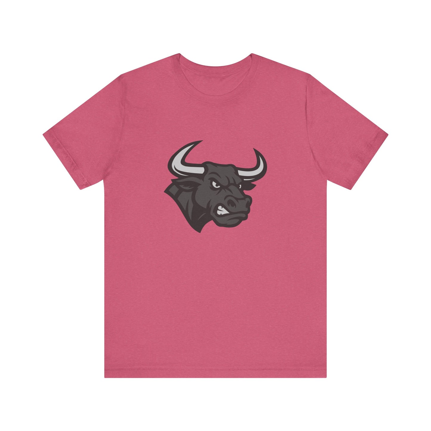 Angry Bull Graphic T-Shirt – Dark Theme Grayscale Bull Head Design on Black Tee for Streetwear, Gym, or Bold Urban Style. Unisex Jersey Short Sleeve Tee