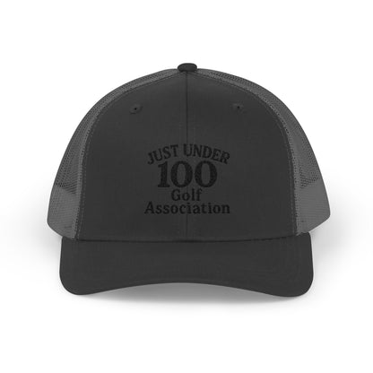 Just Under 100 Golf Trucker Hat – Embroidered Funny Golf Hat for Weekend Golfers and Casual Fairway Vibes. Black Letters